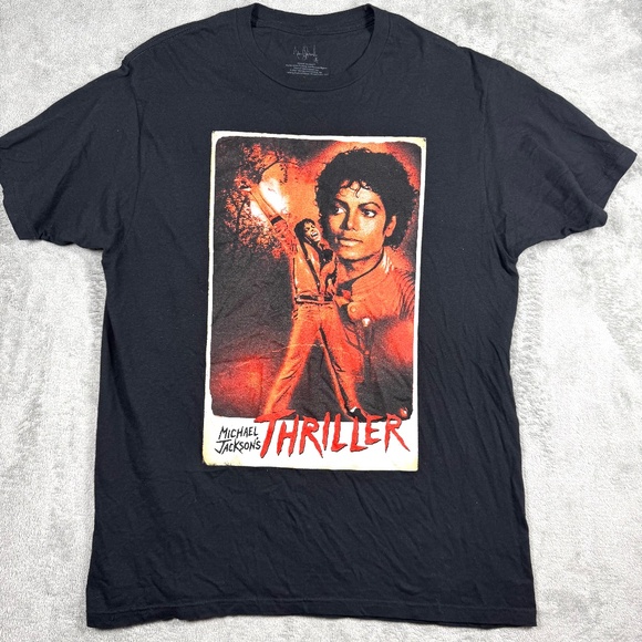 Michael Jackson Thriller Graphic T-Shirt Black Red 80s Music Legend Concert Tour - Picture 1 of 7